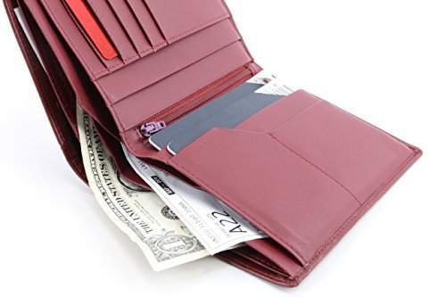 Brelox Travel Wallet Family Passport Holder - RFID Document Organizer for 4 5 6 Passports - Genuine Leather - Blush Pink