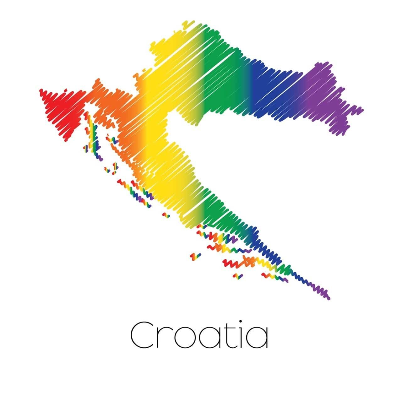 LGBT Coloured Scribbled Shape of the Country of Croatia