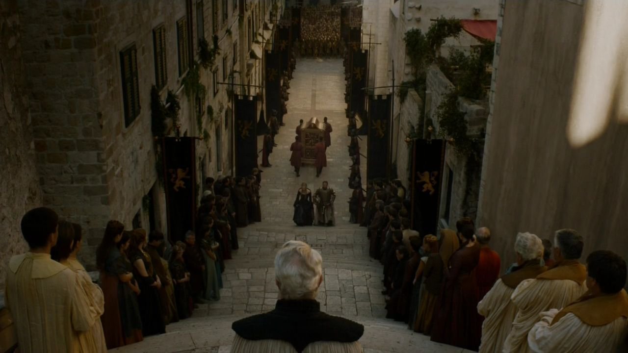 GoT Funeral of Tywin Lannister, Jesuit Staircase Dubrovnik Filming Location