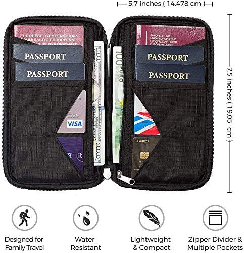 Destinio Unisex Polyester Passport Holder, Passport Wallet for Men, Women and Family for Travel (Blue)
