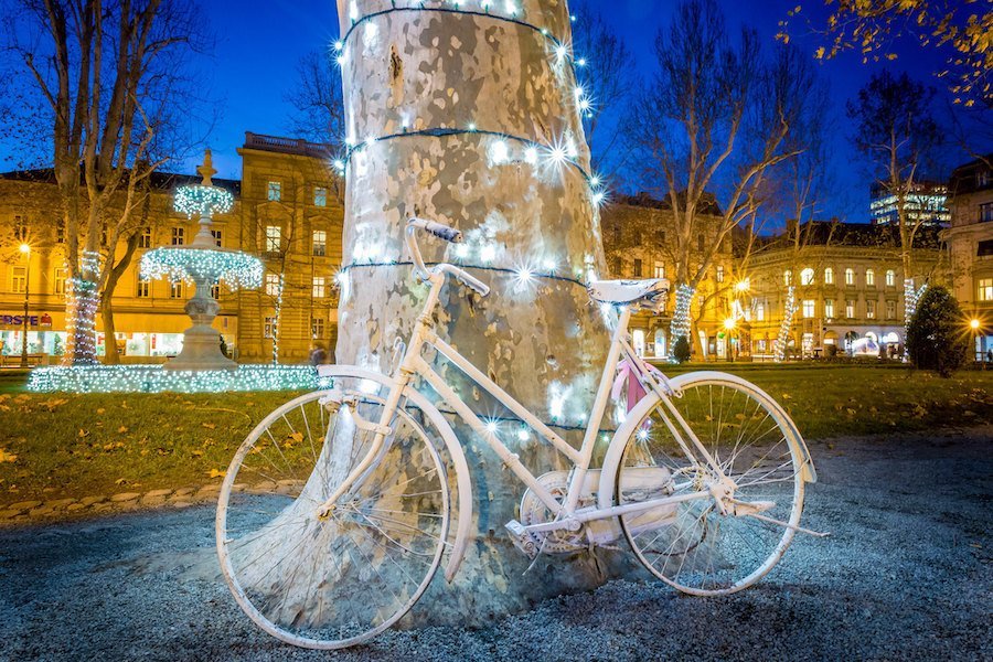 Advent In Zagreb Christmas_ Bike With Lights