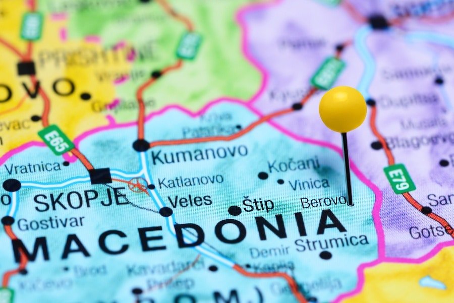 Places to visit in Macedonia - Berovo pinned on a map of Macedonia
