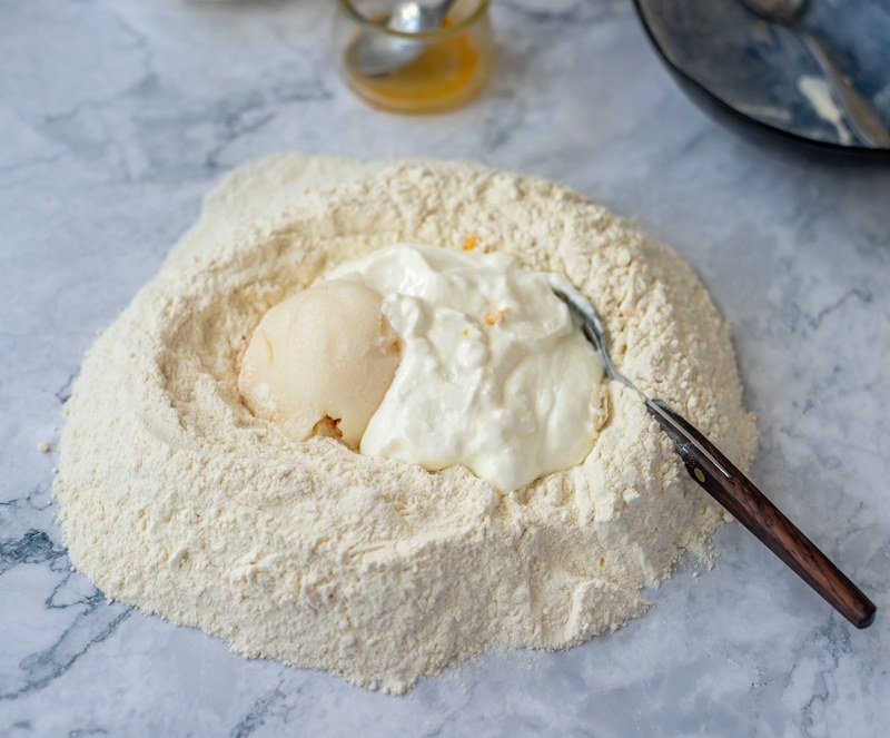 A Croatian dessert called Rudarska Greblica - a bowl of ice cream with whipped cream and powdered sugar.