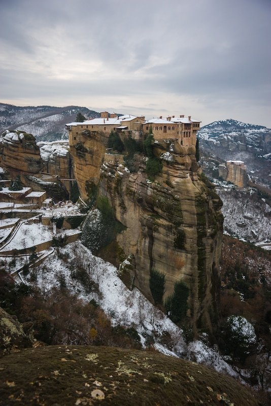 Winter in Greece - View of the mountains and monasteries of Meteora