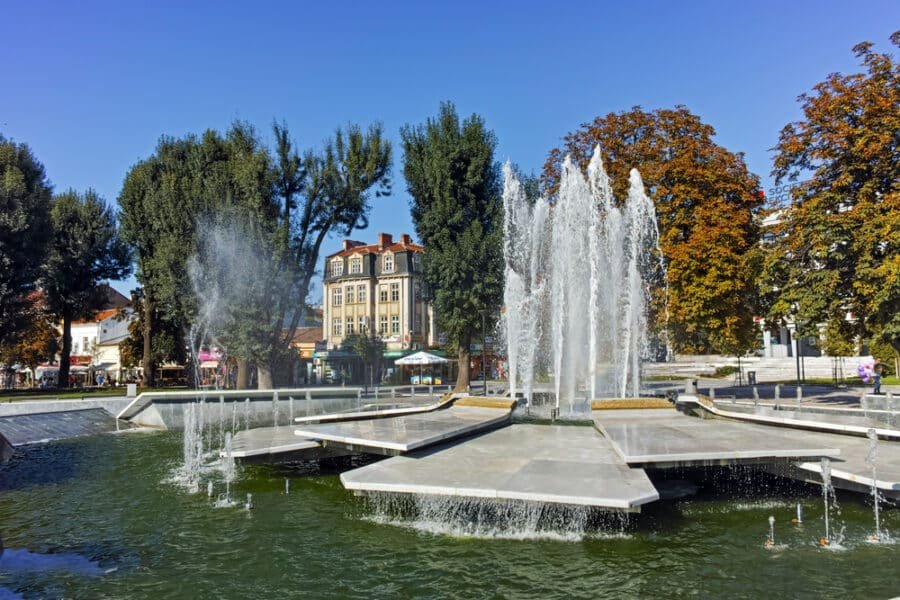 Cities In Bulgaria - Fountain and rainbow in the center of City of Pleven
