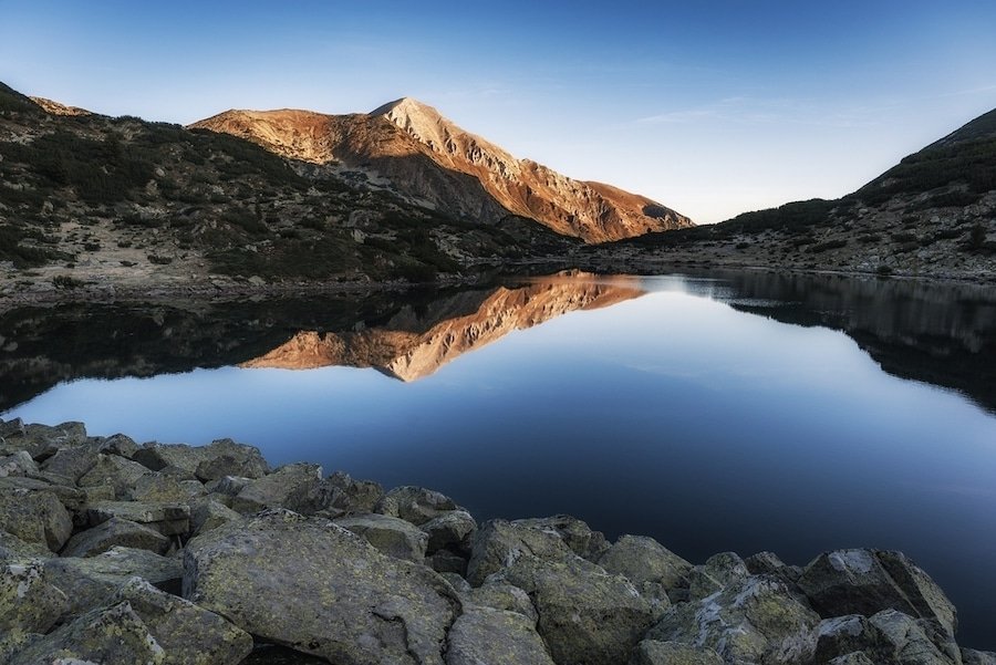 Balkan Itinerary - The Vihren peak reflected in the Banderitsa lake in the Pirin National Park