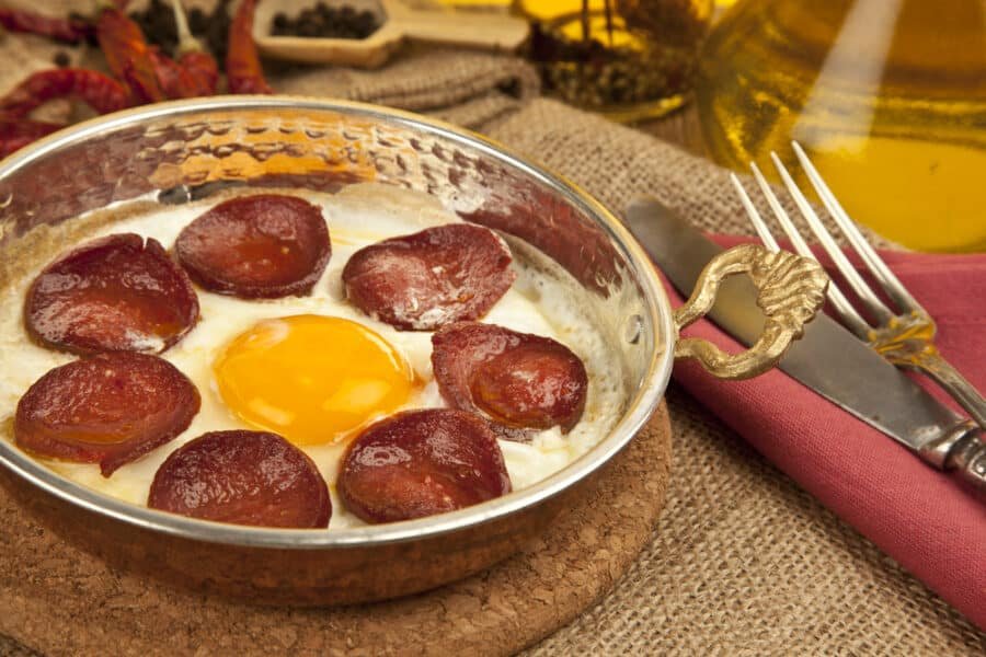 Turkish Food - Turkish Sausage (sucuk) and egg
