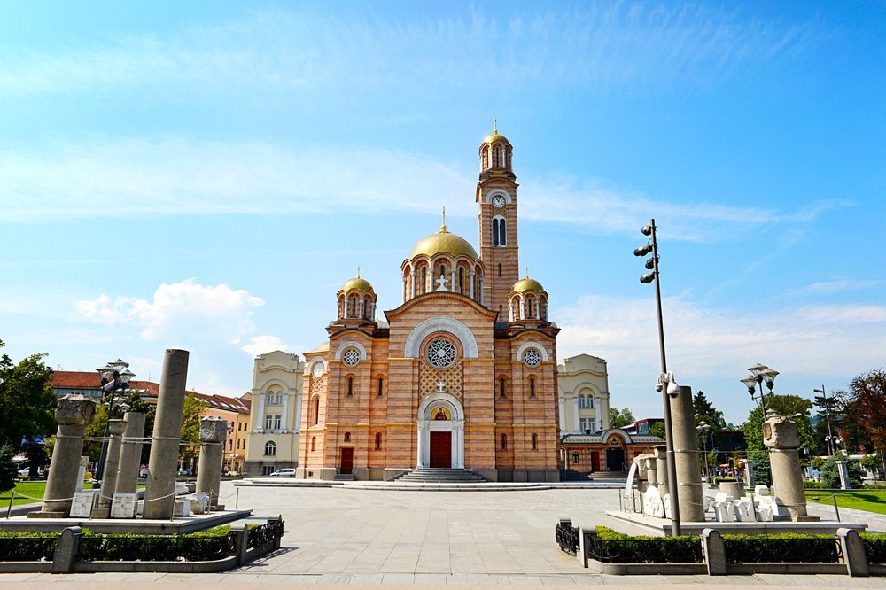 One of Bosnia And Herzegovina's hidden gems, Cathedral of Christ the Saviour Banja Luka stands tall in the middle of a square, adorned with a majestic golden dome.
