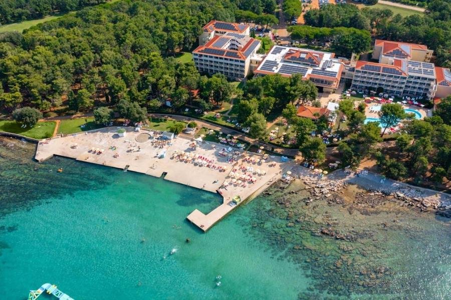An aerial view of a hotel in Umag, Croatia.