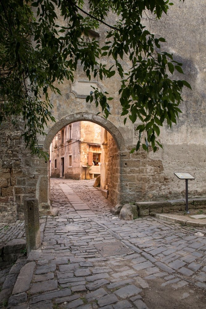 View of the Main town gate in Groznjan, Istria. croatia