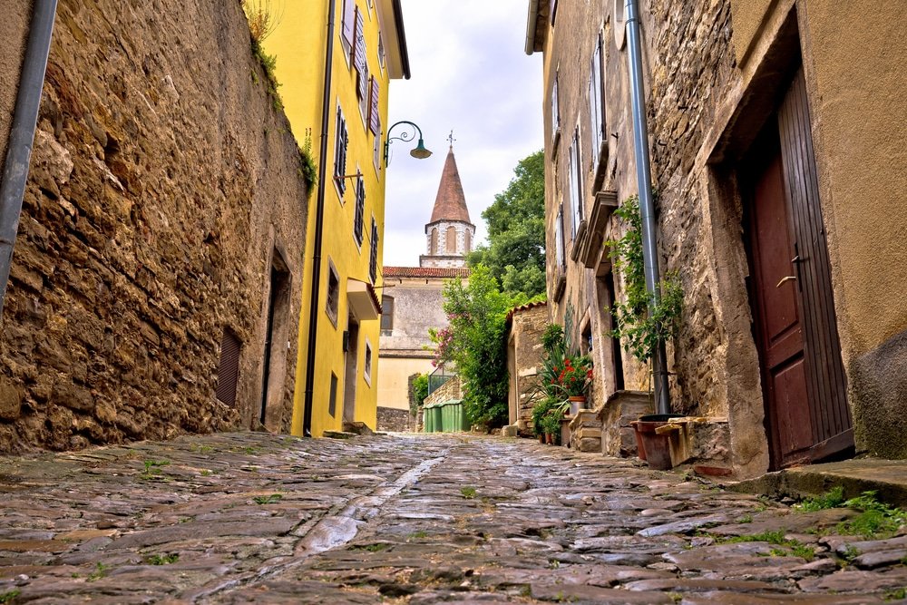 Old Istrian town of Buje stone street, Istria, Croatia