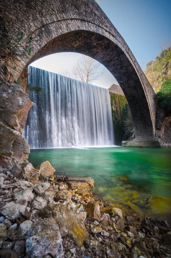 Palaiokarya Bridge and Waterfall Greece - Greece Waterfalls