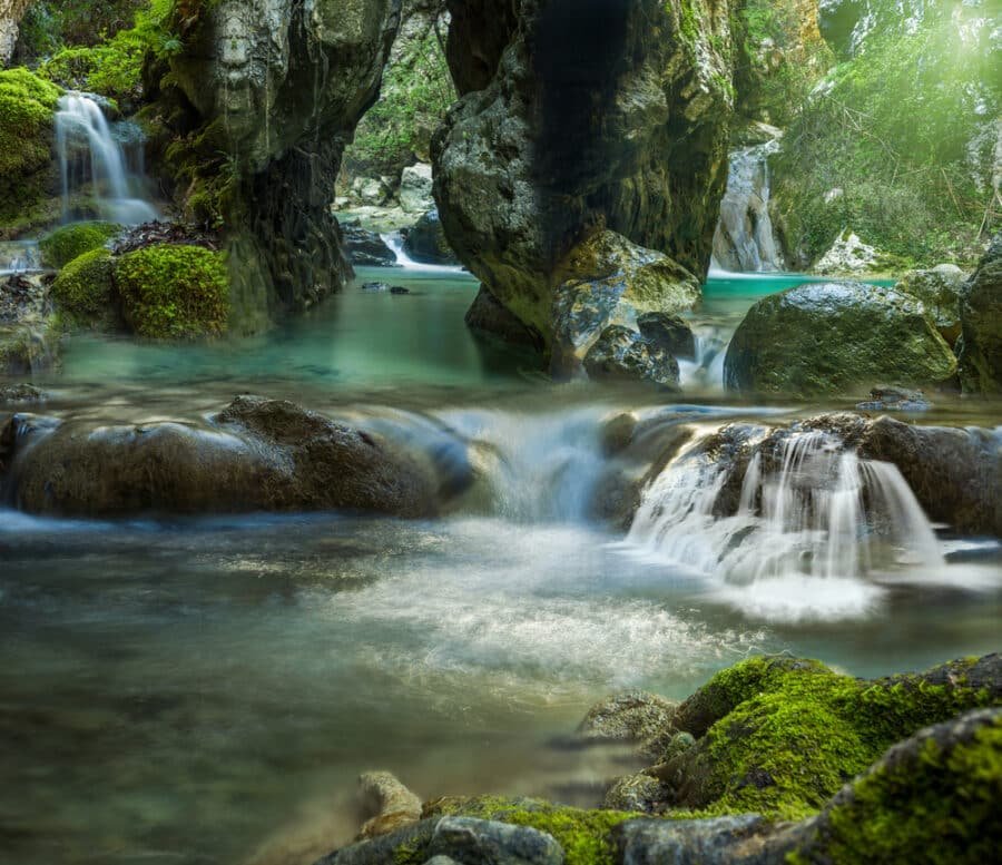Waterfalls in Greece - The waterfall of Nidri in Lefkas island Greece