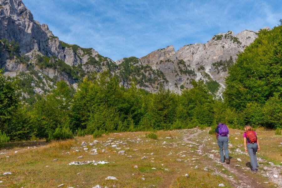 Hikers on Valbona-Theth trail in Albania