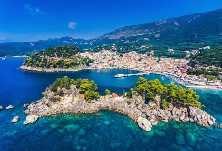 Parga and Panagia Island aerial view - cities in Greece