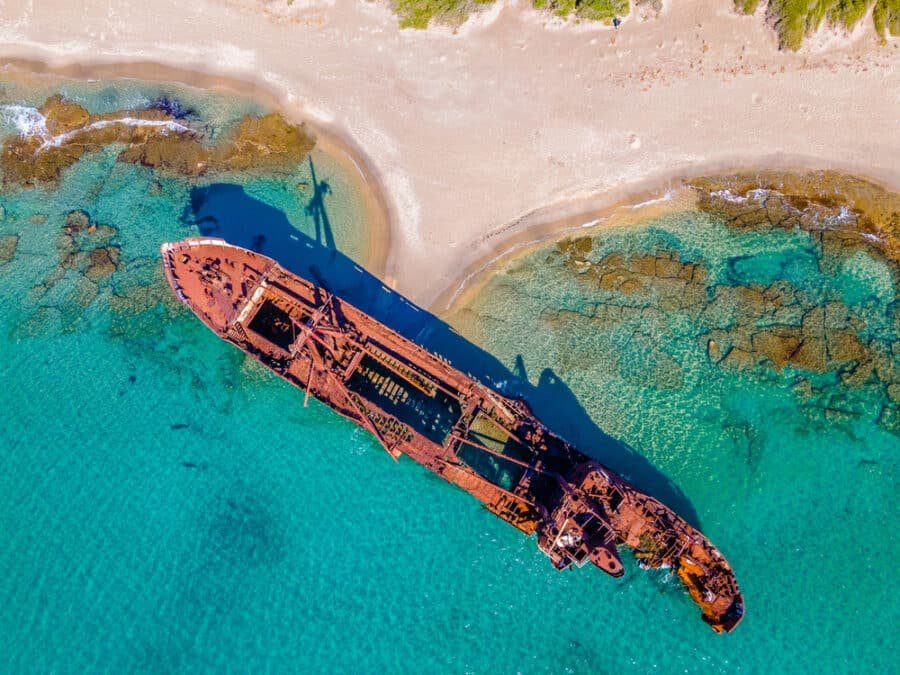 Peloponnese Beaches -The Dimitrios shipwreck on Valtaki beach in Greece
