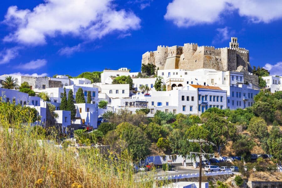 View of Monastery of st.John in Patmos island Greece