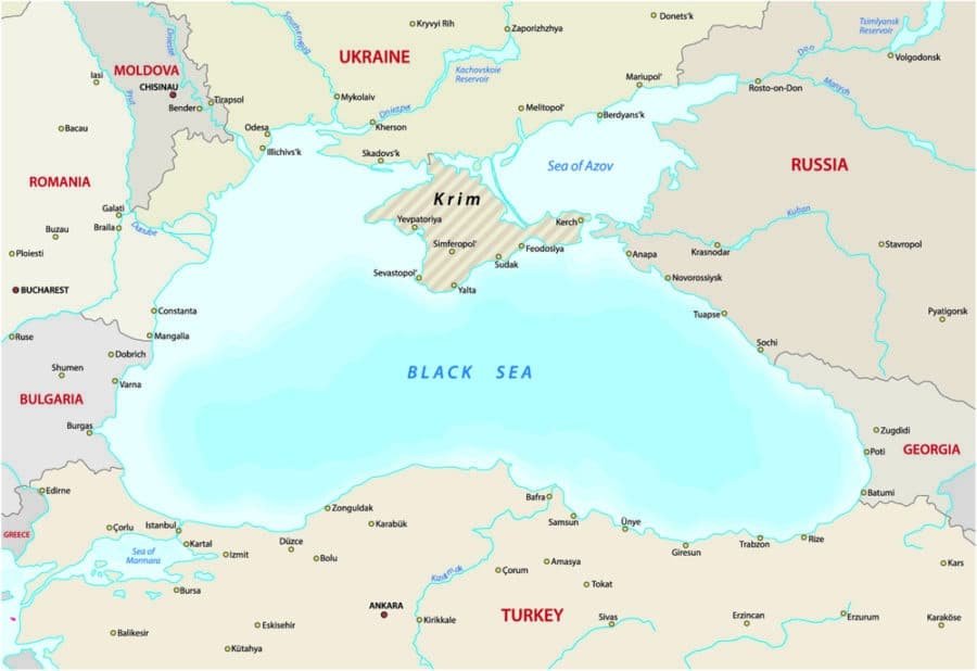 Swimming in the Black Sea - Map of the Black Sea Coast