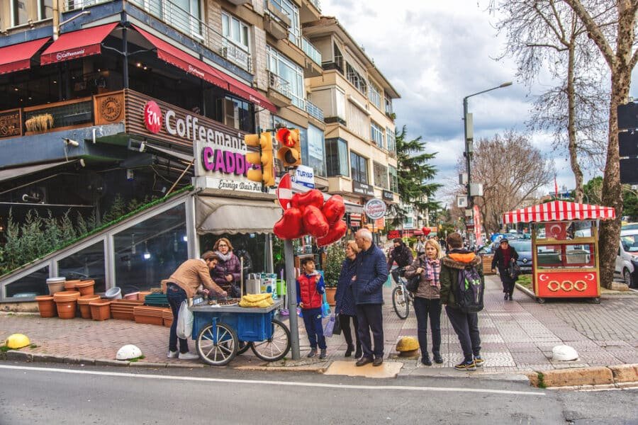 Asian side of Istanbul and popular Bagdat avenue at Valentine's Day