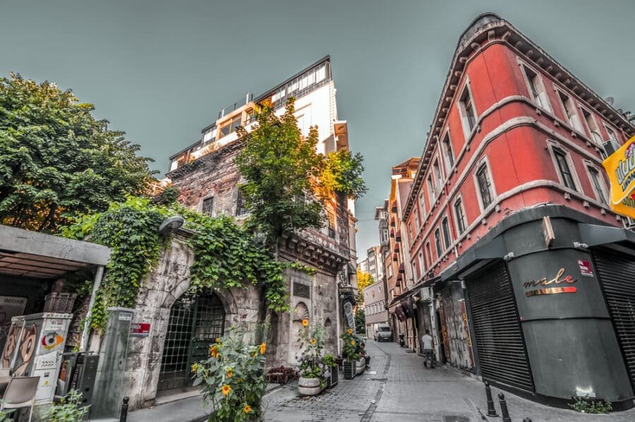 Street view from Karakoy district of Beyoglu, Istanbul