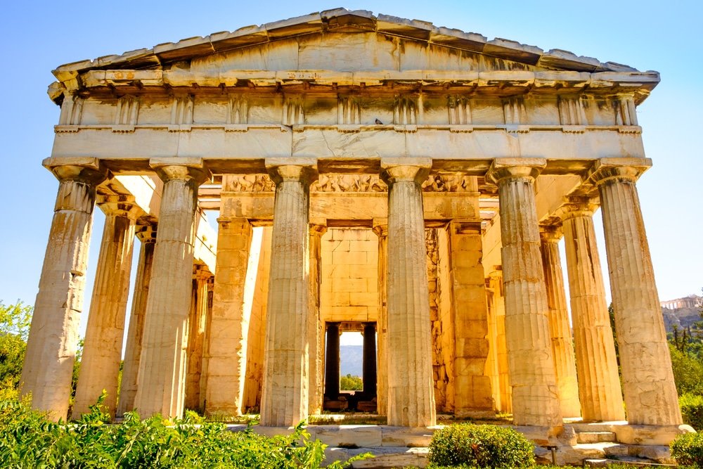 Ancient Sites iIn Greece - Scenic view of temple of Hephaestus in Ancient Agora, Athens