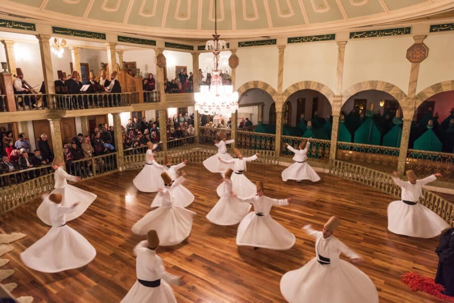 Semazen, Dervishes. Whirling Dervishes Ceremony in Istanbul.
