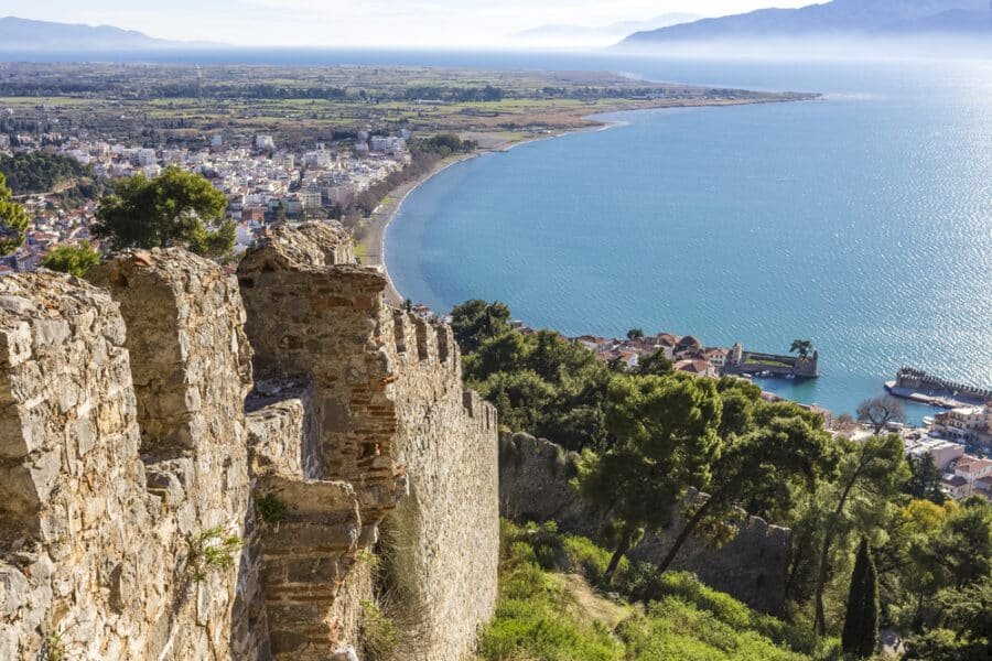 breathtaking view from the walls of fortress of Nafpaktos - Central Greece