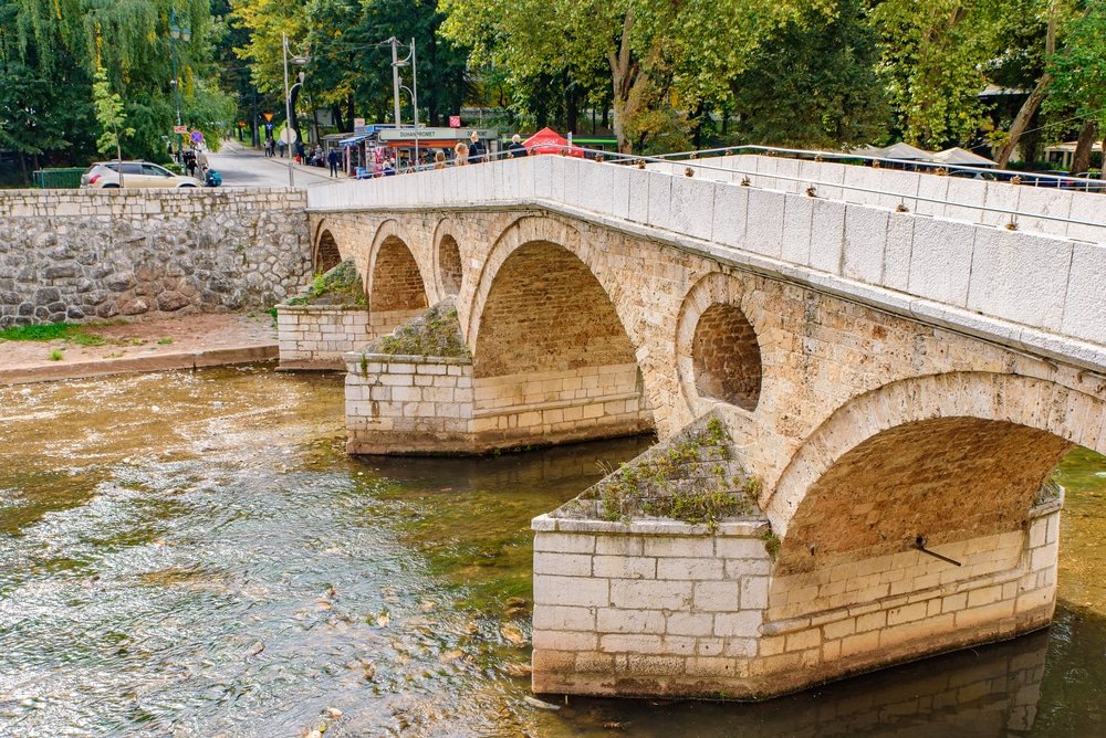 Latin Bridge, an Ottoman bridge in Sarajevo, Bosnia and Herzegovina