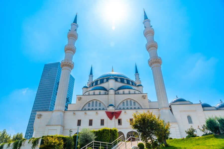 The beautiful gem of Namazgah Mosque Tirana near Skanderbeg Square in Tirana. Albania