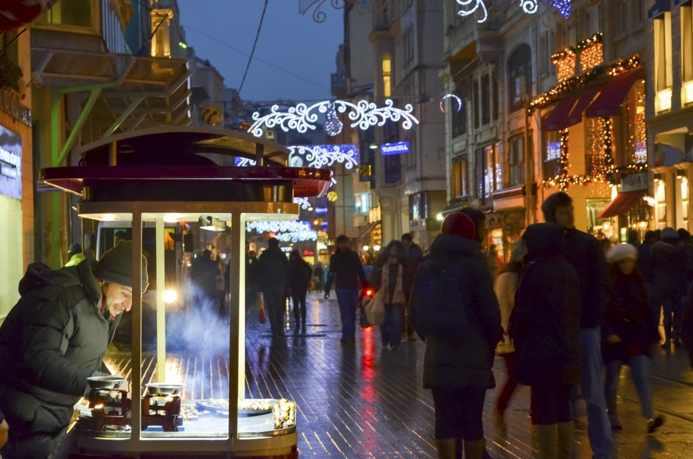 Turkey at Christmastime - One of Turkey's most famous street Istiklal Street