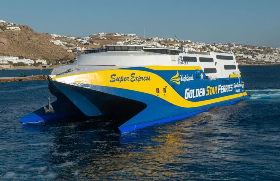 Fast ferry from Golden Star Ferries at the port of Mykonos to Athens
