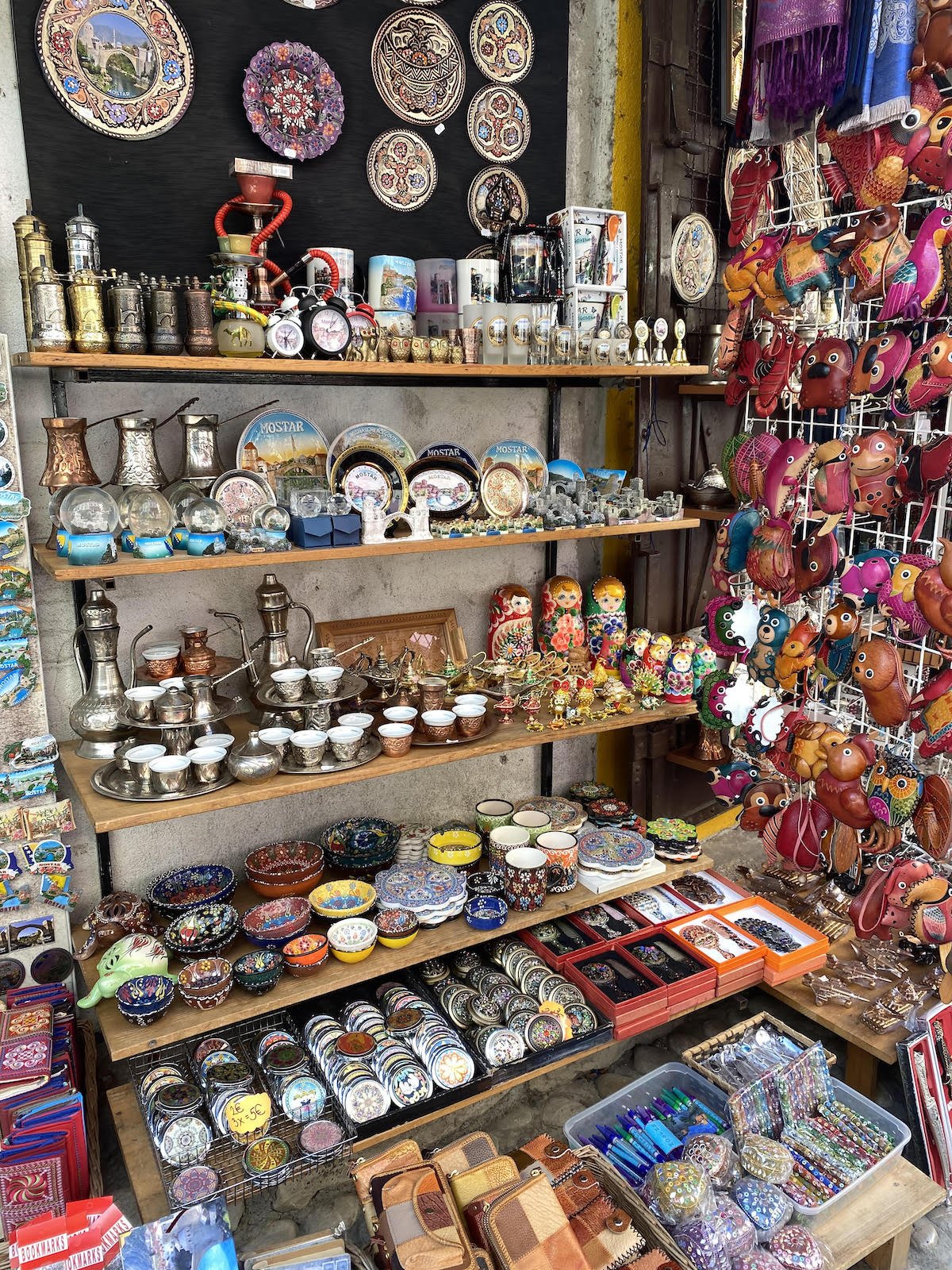 A shop offering a wide range of items on display, perfect for day trips from Dubrovnik to Mostar.