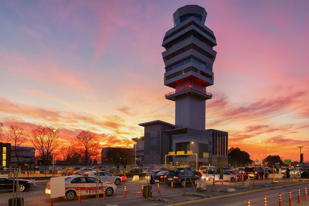 Air traffic control at Belgrade Airport Serbia