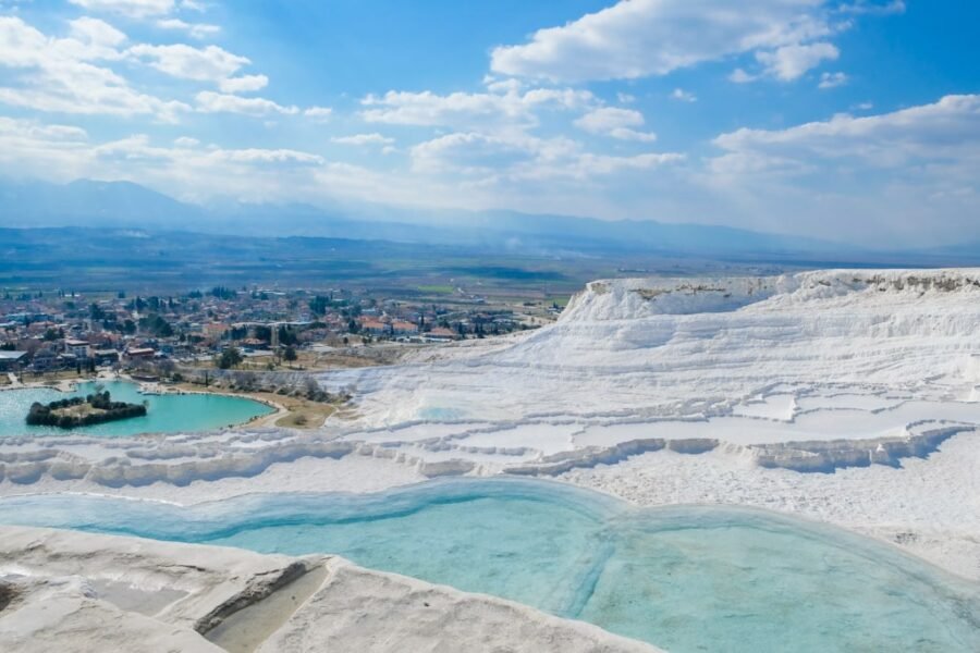 The white sands of Pamukkale Hot Springs, Turkey.