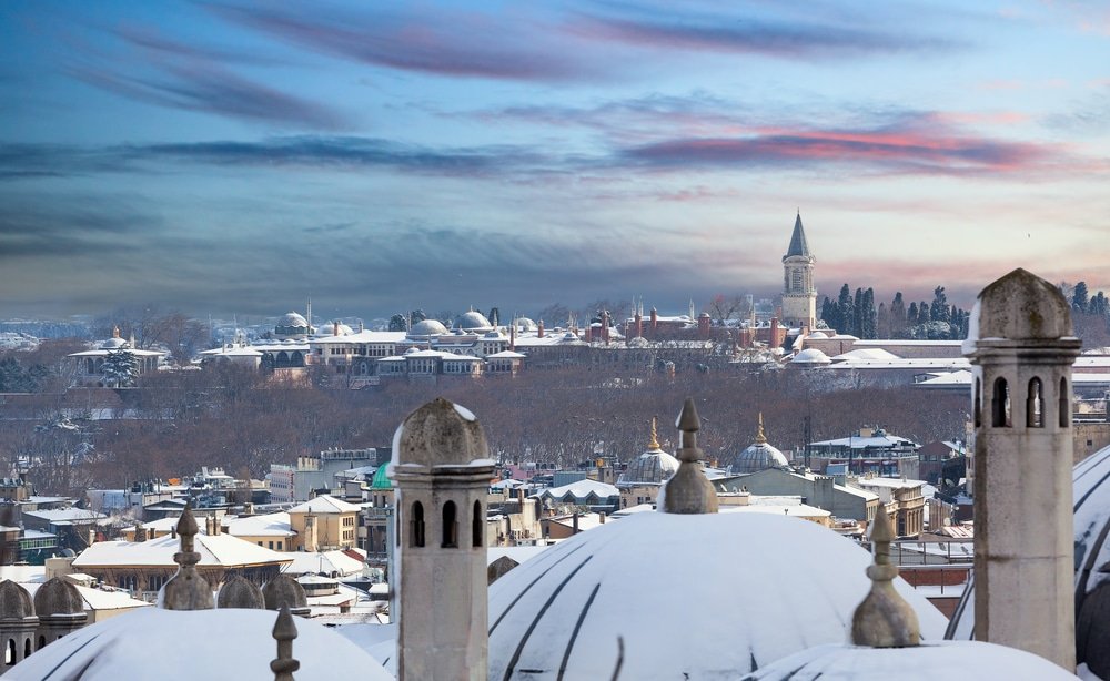 Topkapi Palace Istanbul in winter - covered in snow