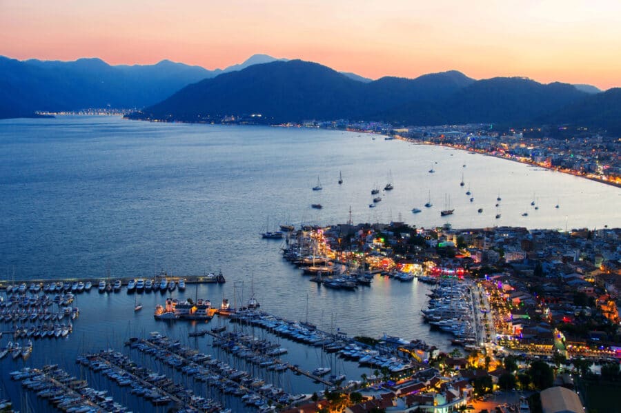 Is Marmaris worth visiting - View of Marmaris harbor on Turkish Riviera by night