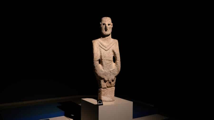 Sanliurfa, Turkey - 14 October 2022: The Urfa statue which is oldest known, life-sized statue to have survival intact to the present